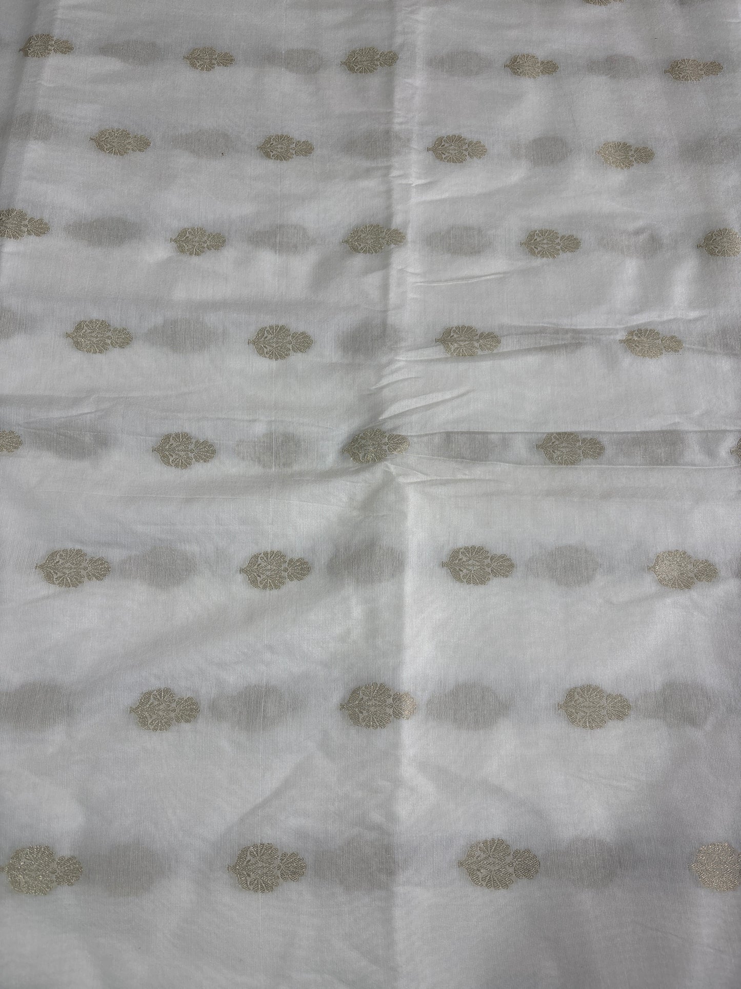 White deyable floral Zari butti fabric