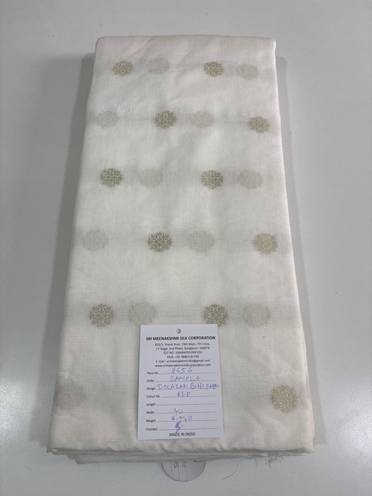 White deyable dolla  Zari butti fabric